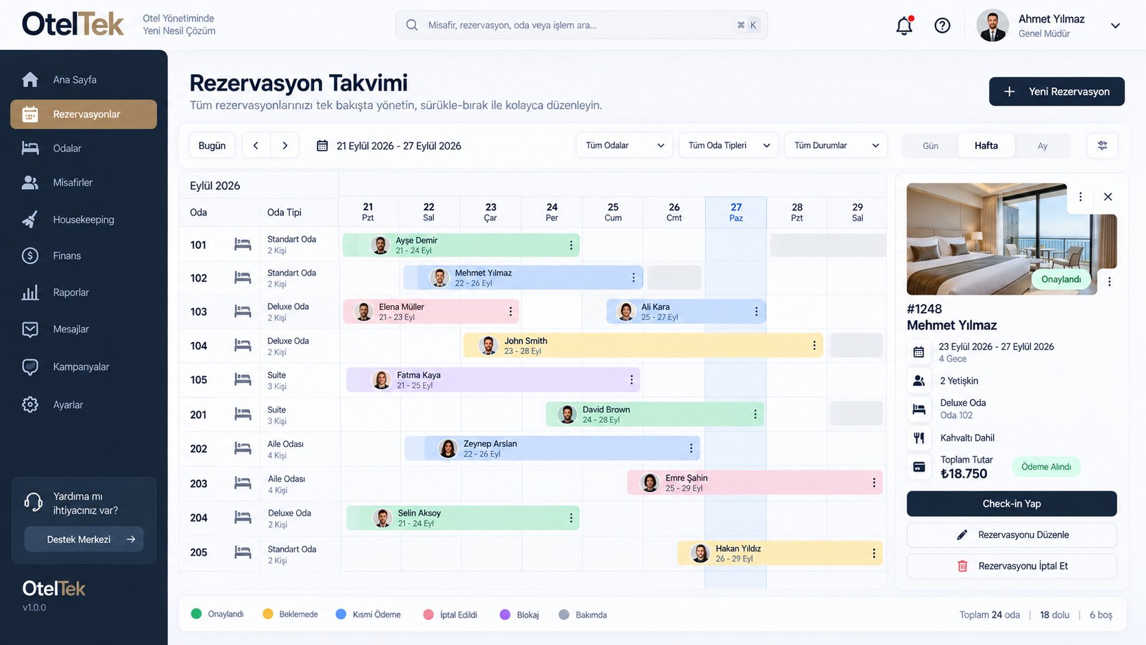Rezervasyon takvimi